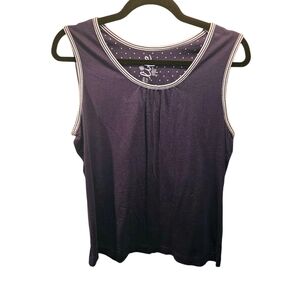 Made for life sz. Petite large navy/white sleeveless shirt